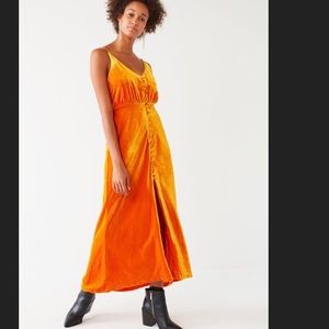 orange velvet dress urban outfitters